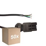 Fordelspakke 50x Noxion GST - Kompatibel Forsyningskabel Sort - Han + Åbne ender - 2m - 3 pole 0,75mm2