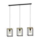 Eglo Pendel Lampe Libertad Stål Træ Sort Brun | IP20 - Egnet til 3x E27 